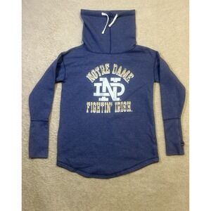 Notre Dame Irish Women's Large Blue Sweatshirt Cowl Neck Retro Brand NCAA Casual